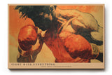 Paul Sinus Wandbild 120x80cm Boxer Illustration modern orange schwarz Sport Kunst Kunstdruck grosses Kunstbild kraftvolle Wanddekoration fuer Wohnzimmer Fitnessraum Büro