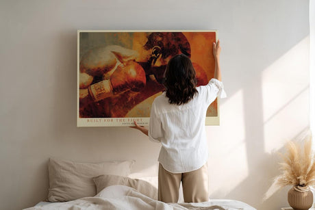 Paul Sinus Wandbild 120x80cm Boxer Sport Kunst dynamisches Boxer Portrait rote Farben Fitness Motivation Wanddekoration fuer Wohnzimmer Fitnessraum Büro