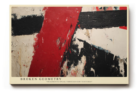 Paul Sinus Wandbild Broken Geometry – Abstrakte Komposition mit kraftvollen Formen in Rot, Schwarz und Weiß, Symbol für Energie und Ausdrucksstärke