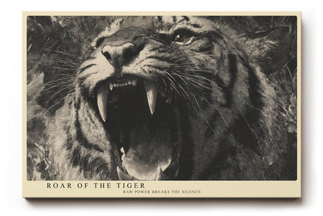 Paul Sinus Wandbild 120x80cm Brüllender Tiger Tierkunst LeinWandbild 120x80cm Kraftvolles Wildtier Motiv Wanddekoration