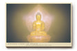 Paul Sinus Wandbild 120x80cm Buddha goldenes Licht spirituelle Meditation Kunst mit Lotusblüte ruhiges Zen Kunstbild elegante Wanddekoration für Wohnzimmer Yoga Raum
