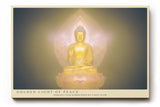 Paul Sinus Wandbild 120x80cm Buddha goldenes Licht spirituelle Meditation Kunst mit Lotusblüte ruhiges Zen Kunstbild elegante Wanddekoration für Wohnzimmer Yoga Raum