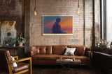 Paul Sinus Wandbild 120x80cm Buddha Meditation modern orange blau spirituelle Kunst ruhige Zen Atmosphaere grosses Kunstbild Wanddekoration fuer Wohnzimmer Yoga Raum