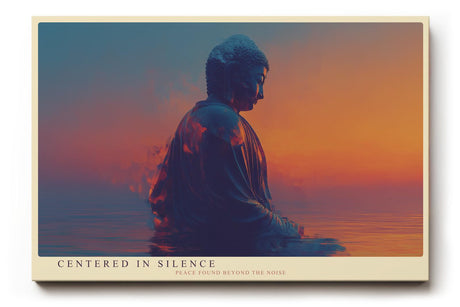 Paul Sinus Wandbild 120x80cm Buddha Meditation modern orange blau spirituelle Kunst ruhige Zen Atmosphaere grosses Kunstbild Wanddekoration fuer Wohnzimmer Yoga Raum
