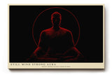 Paul Sinus Wandbild 120x80cm Buddha Meditation rote Aura spirituelle Zen Kunst minimalistische Dunkelheit Kunstdruck stilvolle Wanddekoration fuer Wohnzimmer Schlafzimmer Yoga Raum