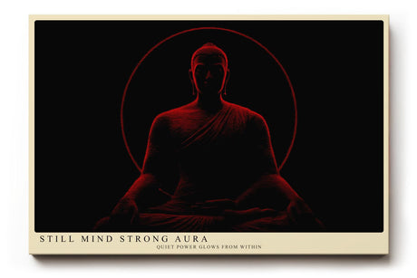 Paul Sinus Wandbild 120x80cm Buddha Meditation rote Aura spirituelle Zen Kunst minimalistische Dunkelheit Kunstdruck stilvolle Wanddekoration fuer Wohnzimmer Schlafzimmer Yoga Raum