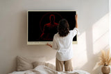 Paul Sinus Wandbild 120x80cm Buddha Meditation rote Aura spirituelle Zen Kunst minimalistische Dunkelheit Kunstdruck stilvolle Wanddekoration fuer Wohnzimmer Schlafzimmer Yoga Raum
