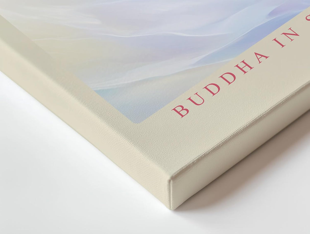 Paul Sinus Wandbild 120x80cm Buddha Meditation sanftes Licht spirituelle Zen Kunst Lotus Atmosphaere moderner Kunstdruck Wanddekoration fuer Wohnzimmer Yoga Raum Schlafzimmer