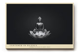 Paul Sinus Wandbild 120x80cm Buddha Meditation Schwarz Weiss Lotus moderne spirituelle Kunst ruhiges Zen Kunstbild elegante Wanddekoration für Wohnzimmer Yoga Raum