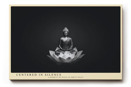 Paul Sinus Wandbild 120x80cm Buddha Meditation Schwarz Weiss Lotus moderne spirituelle Kunst ruhiges Zen Kunstbild elegante Wanddekoration für Wohnzimmer Yoga Raum