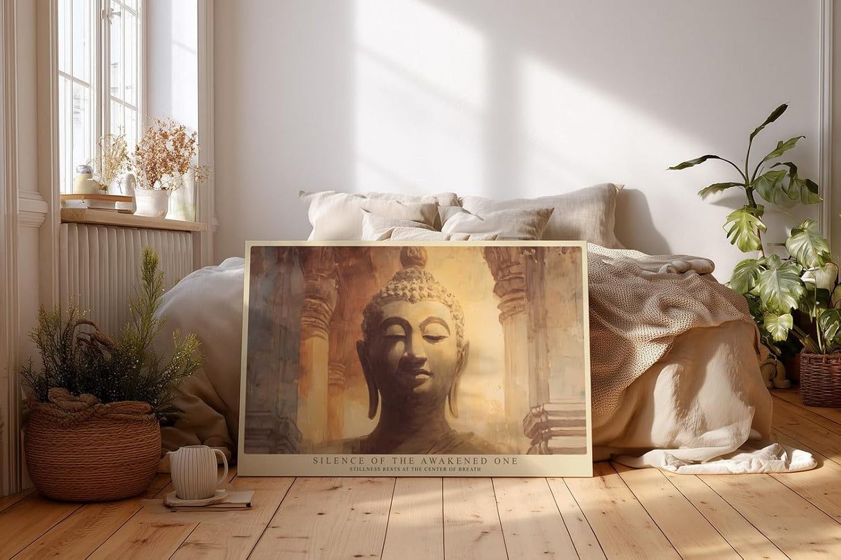 Paul Sinus Wandbild 120x80cm Buddha Meditation Spirituelle Kunst Figur in ruhiger Tempelatmosphaere