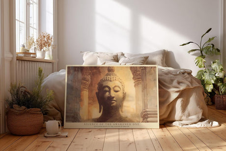 Paul Sinus Wandbild 120x80cm Buddha Meditation Spirituelle Kunst Figur in ruhiger Tempelatmosphaere