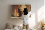 Paul Sinus Wandbild 120x80cm Buddha Meditation Spirituelle Kunst Figur in ruhiger Tempelatmosphaere