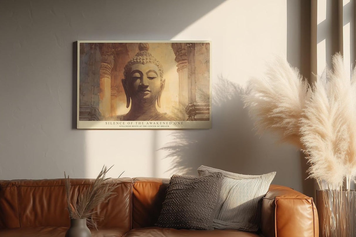Paul Sinus Wandbild 120x80cm Buddha Meditation Spirituelle Kunst Figur in ruhiger Tempelatmosphaere