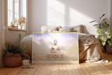 Paul Sinus Wandbild 120x80cm Buddha Meditation spirituelle Kunst warmes Licht Lotus moderne Zen Wanddekoration Kunstdruck fuer Wohnzimmer Schlafzimmer Yoga Raum Spa