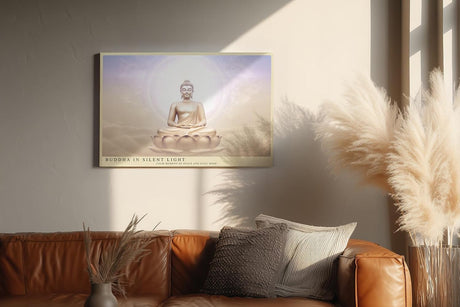 Paul Sinus Wandbild 120x80cm Buddha Meditation spirituelle Kunst warmes Licht Lotus moderne Zen Wanddekoration Kunstdruck fuer Wohnzimmer Schlafzimmer Yoga Raum Spa
