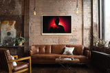 Paul Sinus Wandbild 120x80cm Buddha Silhouette rotes Licht spirituelle Zen Kunst moderne Meditation Kunstdruck stilvolle Wanddekoration fuer Wohnzimmer Schlafzimmer Yoga Raum
