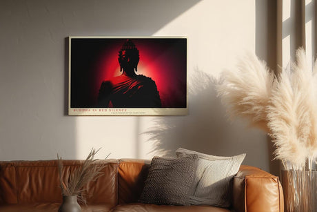 Paul Sinus Wandbild 120x80cm Buddha Silhouette rotes Licht spirituelle Zen Kunst moderne Meditation Kunstdruck stilvolle Wanddekoration fuer Wohnzimmer Schlafzimmer Yoga Raum