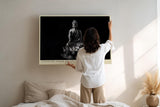 Paul Sinus Wandbild 120x80cm Buddha Statue Lotus Schwarz Weiss spirituelle Zen Kunst minimalistische Meditation Wanddekoration für Wohnzimmer Yoga Raum