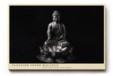 Paul Sinus Wandbild 120x80cm Buddha Statue Lotus Schwarz Weiss spirituelle Zen Kunst minimalistische Meditation Wanddekoration für Wohnzimmer Yoga Raum
