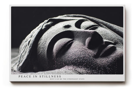 Paul Sinus Wandbild 120x80cm Buddha Statue Meditation Zen Fotokunst schwarz weiss spirituelle Ruhe moderner Kunstdruck Wanddekoration für Wohnzimmer Yoga Raum