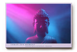 Paul Sinus Wandbild 120x80cm Buddha Statue Neon Licht moderne spirituelle Kunst pink blau meditatives Kunstbild für Wohnzimmer Yoga Raum