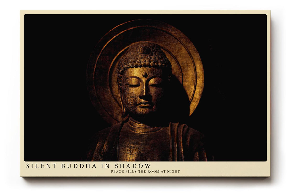 Paul Sinus Wandbild 120x80cm Buddha Statue Spirituelle Kunst Goldene Meditation Figur Zen Kunstdruck Poster Grosse Wanddekoration fuer Wohnzimmer Schlafzimmer Meditationraum