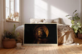 Paul Sinus Wandbild 120x80cm Buddha Statue Spirituelle Kunst Goldene Meditation Figur Zen Kunstdruck Poster Grosse Wanddekoration fuer Wohnzimmer Schlafzimmer Meditationraum