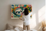 Paul Sinus Wandbild 120x80cm Bunte Faultiere Illustration Moderne Tierkunst Humorvolles Design für Kinderzimmer Wohnzimmer und Büro