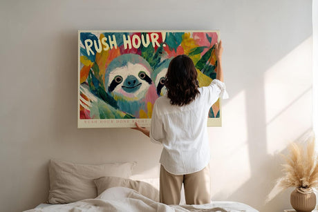 Paul Sinus Wandbild 120x80cm Bunte Faultiere Illustration Moderne Tierkunst Humorvolles Design für Kinderzimmer Wohnzimmer und Büro