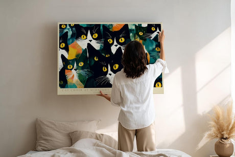 Paul Sinus Wandbild 120x80cm Bunte Katzen Illustration moderne Pop Art Tier Wanddekoration