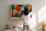 Paul Sinus Wandbild 120x80cm Bunte Planetenformen – Abstrakte Farbkunst mit runden Formen für moderne Wohnräume