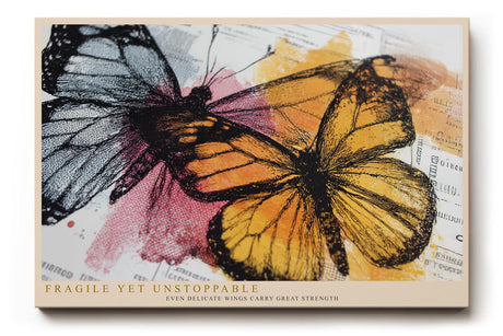 Paul Sinus Wandbild 120x80cm bunte Schmetterlinge moderne Mixed Media Kunst mit orange gelben Fluegeln stilvolle Wanddekoration fuer Wohnzimmer Büro