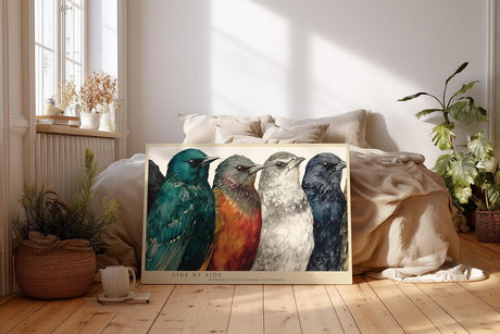 Paul Sinus Wandbild 120x80cm bunte Voegel Reihe Tierillustration moderne Vogelkunst farbenfrohe Wanddekoration fuer Wohnzimmer Büro