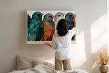 Paul Sinus Wandbild 120x80cm bunte Voegel Reihe Tierillustration moderne Vogelkunst farbenfrohe Wanddekoration fuer Wohnzimmer Büro