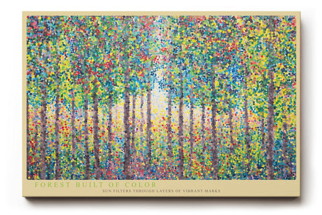 Paul Sinus Wandbild 120x80cm Bunter Wald Punktmalerei Moderne Natur Kunst Landschaft mit farbigen Punkten