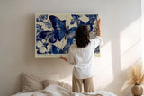 Paul Sinus Wandbild 120x80cm Butterflies in Quiet Dance elegante Schmetterlinge in Blau moderne Natur Kunst Poster für Wohnzimmer Schlafzimmer