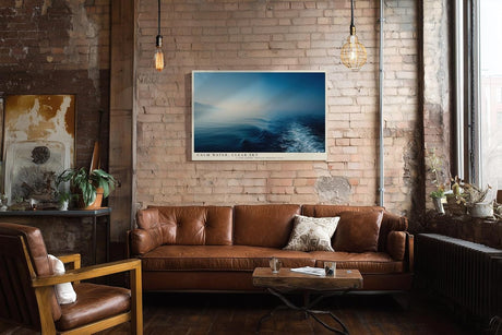 Paul Sinus Wandbild 120x80cm Calm Water Clear Sky Ruhige Meereslandschaft mit Horizont Blaues Meer Natur Kunst fuer Wohnzimmer Schlafzimmer und Büro