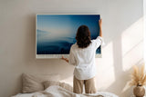 Paul Sinus Wandbild 120x80cm Calm Water Clear Sky Ruhige Meereslandschaft mit Horizont Blaues Meer Natur Kunst fuer Wohnzimmer Schlafzimmer und Büro