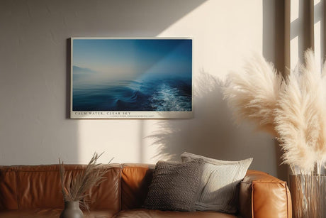 Paul Sinus Wandbild 120x80cm Calm Water Clear Sky Ruhige Meereslandschaft mit Horizont Blaues Meer Natur Kunst fuer Wohnzimmer Schlafzimmer und Büro