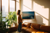 Paul Sinus Wandbild 120x80cm Calm Water Clear Sky Ruhige Meereslandschaft mit Horizont Blaues Meer Natur Kunst fuer Wohnzimmer Schlafzimmer und Büro