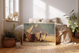Paul Sinus Wandbild 120x80cm Camels Before the Pyramids Wüste Ägypten Kamele vor Pyramiden Landschaft Kunst Poster für Wohnzimmer Büro Reise Dekoration
