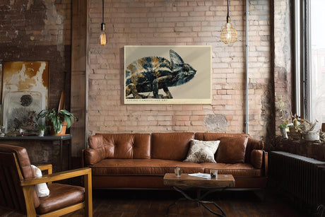 Paul Sinus Wandbild 120x80cm Chamäleon Natur Illustration moderne Tierkunst detailreiche Reptilien Darstellung stilvolles Kunstbild für Wohnzimmer Büro Kinderzimmer