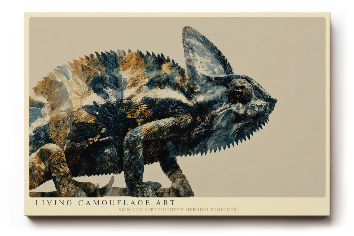 Paul Sinus Wandbild 120x80cm Chamäleon Natur Illustration moderne Tierkunst detailreiche Reptilien Darstellung stilvolles Kunstbild für Wohnzimmer Büro Kinderzimmer
