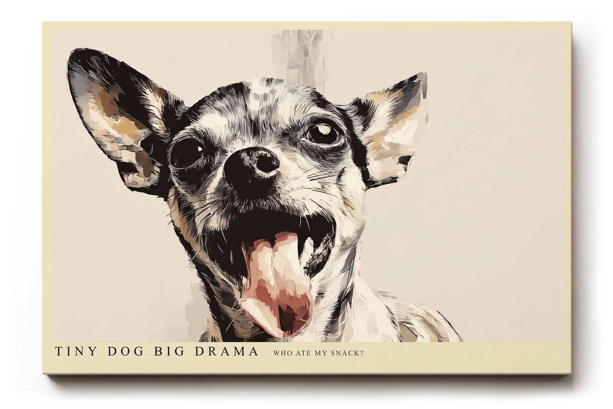 Paul Sinus Wandbild 120x80cm Chihuahua Hund Portrait moderne Tier Illustration lustiges Hunde Kunstposter in warmen Naturtoenen fuer Wohnzimmer Kinderzimmer Büro