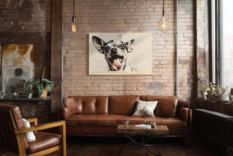 Paul Sinus Wandbild 120x80cm Chihuahua Hund Portrait moderne Tier Illustration lustiges Hunde Kunstposter in warmen Naturtoenen fuer Wohnzimmer Kinderzimmer Büro