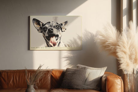 Paul Sinus Wandbild 120x80cm Chihuahua Hund Portrait moderne Tier Illustration lustiges Hunde Kunstposter in warmen Naturtoenen fuer Wohnzimmer Kinderzimmer Büro