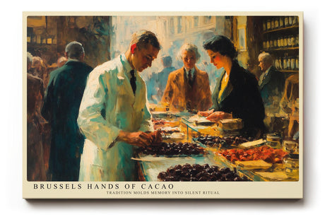 Paul Sinus Wandbild 120x80cm Chocolatier Szene Markt Kunstmotiv Feine Lebensmittel Kunst mit warmem Atelier Licht