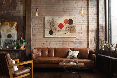 Paul Sinus Wandbild Circles in Red and Black Motion Abstract Shapes Meet Chaotic Lines and Dots
