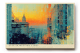 Paul Sinus Wandbild 120x80cm City in Melting Light moderne Stadtlandschaft bei Sonnenuntergang abstrakte Architektur Kunst Poster für Wohnzimmer Büro